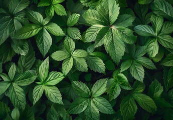 Green Leaves Background, Top View, High Resolution