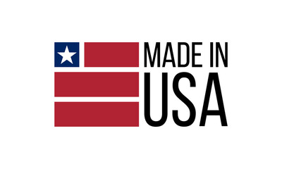 made in usa, vector logo with united states flag