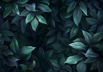 Dark Green Leaves Background Pattern
