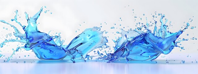 Blue Water Splash Isolated Background 3D Render