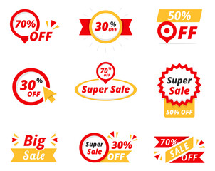 Set of sale and discount stickers, super big sale banners