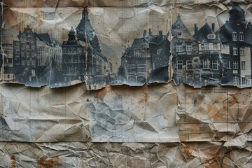 Fototapeta premium Old wrinkled grunge ripped town posters background