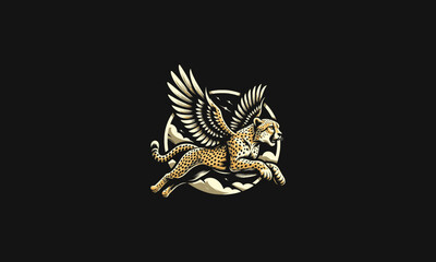 Obraz premium cheetah flying with wings vector artwork design