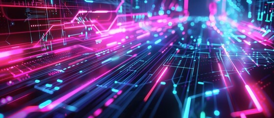 Digital grid circuit board futuristic technology background