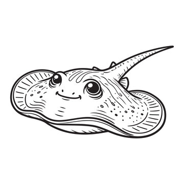 recommend clip art: Line art of stingray cartoon smiling vector