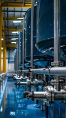 Fototapeta premium Industrial Water Treatment Facility: Showcasing the Automated Process of Wastewater Filtration and Purification for Clean and Safe Water