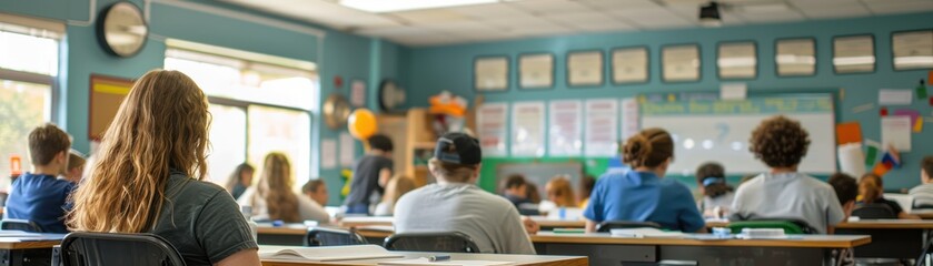 Obraz premium Students Learning in Modern Classroom