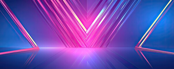 Obraz premium Empty display stage with lasers, Pop art, Bright colors, Vector graphic,