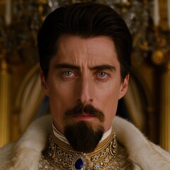 Regal man with ornate clothing and facial hair