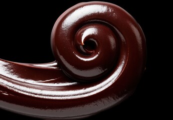 Closeup of a shiny dark chocolate spiral
