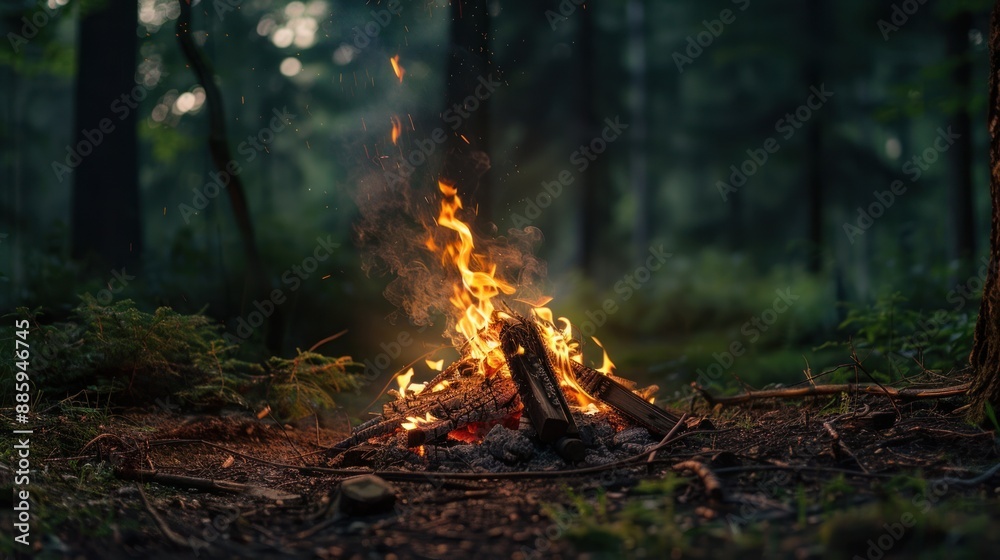 Canvas Prints campfire in the forest