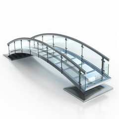 3D Render of a Floating Bridge with Transparent Walkways and Reflective Surface, on isolated white background, Generative AI