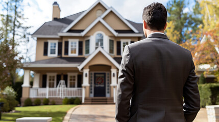 Salesman looking at house