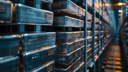 4. Platinum bars stacked in a secure vault