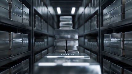 4. Platinum bars stacked in a secure vault