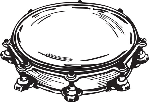 black and white tambourine musical instrument clip art preview