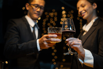 Celebrate whiskey on a friendly party in  restaurant
