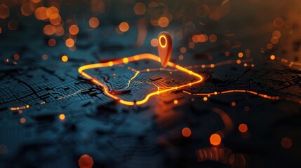 Location Pin on Illuminated Map