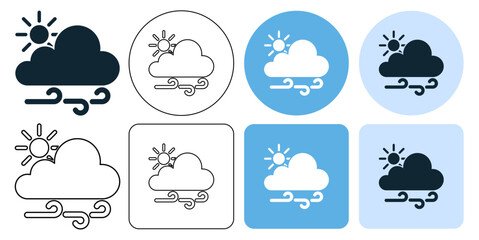 cloudy windy day, wind weather forecast breeze icon symbol stroke line and glyph	
