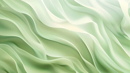 Obraz premium Soft green abstract wavy background with smooth gradients and fluid curves, creating a serene and calming visual effect.