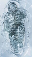 Aerial View of a Cryogenically Frozen Human Encased in Ice, Representing Cryonics and the Concept of Life Preservation Through Cryogenic Techniques.