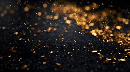 4. A close-up of gold flakes scattered on a black surface