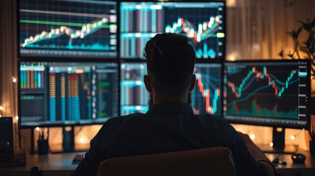 Digital Wizardry Mastering Finance and Technology Person immersed in screens of charts and code showcasing expertise and innovation in modern digital world