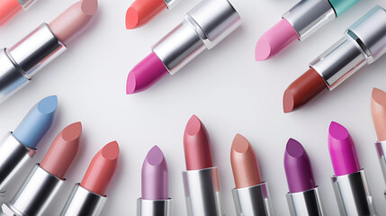 Obraz premium vibrant lipstick collection arranged in a mockup