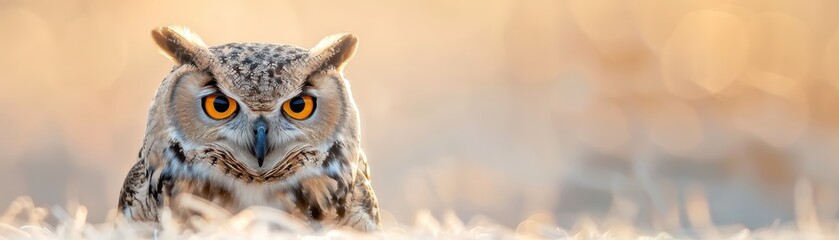 Obraz premium Close-up of Owl with Bright Eyes