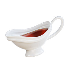 3d White gravy boat filled with red sauce. Perfect for food blogs, restaurant menus, recipe cards, and culinarythemed designs. Classic elegance.