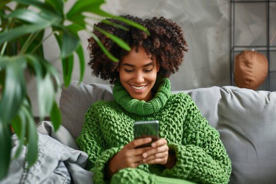 Female Student using smartphone to check personal finances or social media