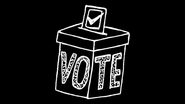 White wiggly hand drawn vote box icon doodle animation  