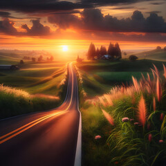 road side view with the flower