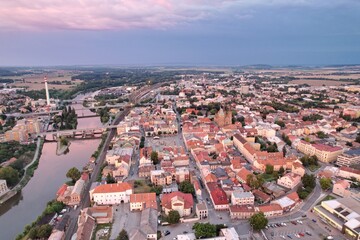 Kolin historical town and city center,aerial panorama landscape view,Bohemia,Czech republic,Europe