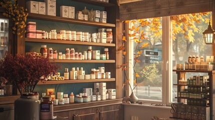Seasonal Sanctuary Cozy Community Pharmacy with Autumnal Flu Remedies