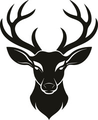 Fototapeta premium A black deer head vector style silhouette illustration. Generative AI