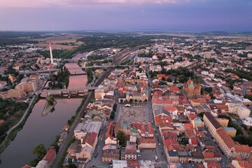 Kolin historical town and city center,aerial panorama landscape view,Bohemia,Czech republic,Europe