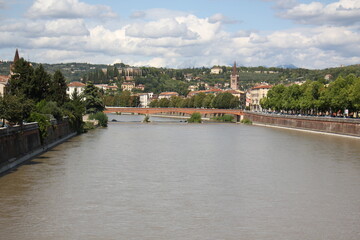 Obraz premium Bassano del Grappa Italy 09/11/2023. The city is located among the mountains and hills of the Veneto, on the banks of the Brenta River.