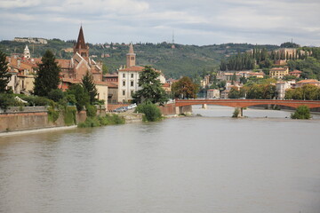 Obraz premium Bassano del Grappa Italy 09/11/2023. The city is located among the mountains and hills of the Veneto, on the banks of the Brenta River.