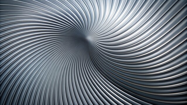 Sleek, modern, gray, convex texture background with smooth, curved shape and intricate, rotating pattern, perfect for industrial design.