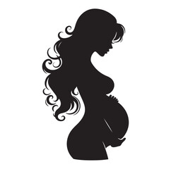 Pregnant women  silhouette vector illustration on white background. 