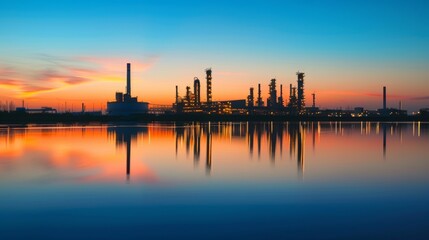 Fototapeta premium Twilight Reflections Industrial Elegance and Environmental Harmony