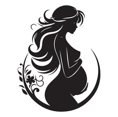 Pregnant women  silhouette vector illustration on white background. 