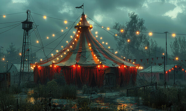 Scared Old Circus Tent: Eerie and Abandoned Tent with Vintage Charm