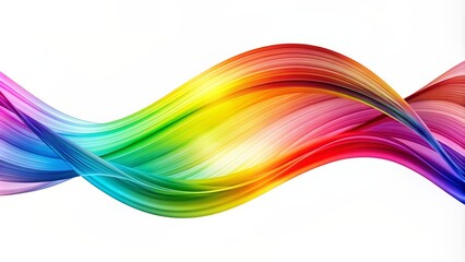 Vibrant smooth flowing wave lines with dynamic colorful spectrum gradient isolated on white background representing technology digital communication science innovation.