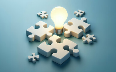  jigsaw puzzle with sunlight effect, Business solutions, success and strategy concept.