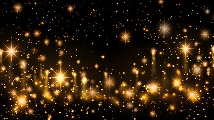 Obraz premium golden stars, black background, sparkling stars, glittering stars, christmas, star, animation, bright, space, holiday, decoration, celebration, vector, shine, sparkle, party, graphic black background,