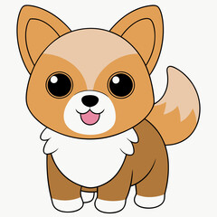 Cartoon Dog Vector Art Illustration