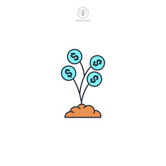 Investment, flower with dollar sign Icon theme symbol vector illustration isolated on white background