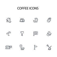 Coffee icon set.vector.Editable stroke.linear style sign for use web design,logo.Symbol illustration.